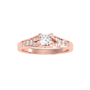 princess cut cross claws split shank channel-set diamond solitaire engagement ring with 18k rose gold metal and princess shape diamond