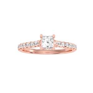princess cut cross claws hidden pave-set diamond solitaire engagement ring with 18k rose gold metal and princess shape diamond
