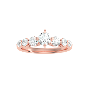 round cut flare bar-set diamond solitaire engagement ring with 18k rose gold metal and round shape diamond