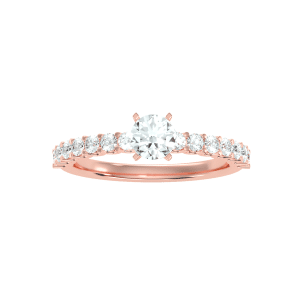 round cut 4 claws scallop-set solitaire diamond engagement ring with 18k rose gold metal and round shape diamond