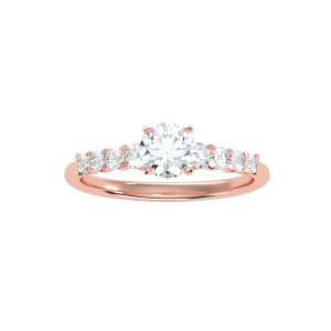 round cut flare share-claws diamond solitaire engagement ring with 18k rose gold metal and round shape diamond