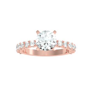 round cut 4 claws classic scallop-set diamond solitaire engagement ring with 18k rose gold metal and round shape diamond