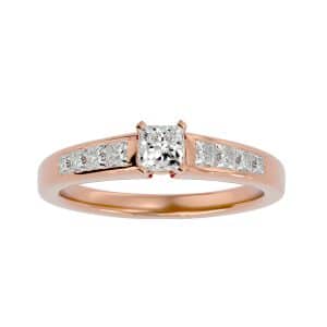 princess cut low profile channel-set solitaire diamond engagement ring with 18k rose gold metal and princess shape diamond