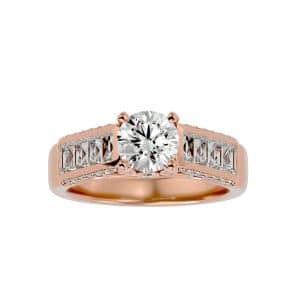 skygem & co. round cut vintage hidden solitaire diamond engagement ring with 18k rose gold metal and round shape diamond