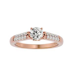 rx singular micro-pave set solitaire diamond engagement ring with 18k rose gold metal and round shape diamond