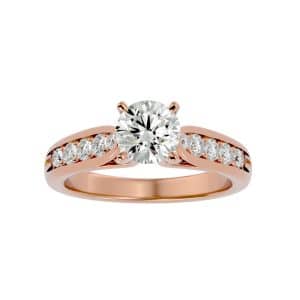 rx cathedral hidden tapered channel-set diamond solitaire engagement ring with 18k rose gold metal and round shape diamond