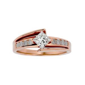 rx princess cut channel-set solitaire diamond engagement ring with 18k rose gold metal and  shape diamond