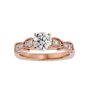 josephine vintage milgrain solitaire diamond engagement ring with 18k rose gold metal and round shape diamond