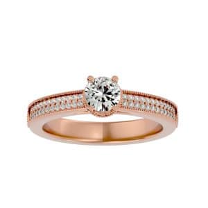 josephine circlet invisible halo milgrain micropave-set engagement ring with 18k rose gold metal and round shape diamond