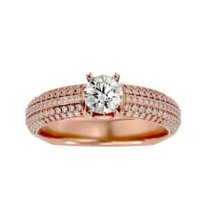 lucy micropave hidden halo nested diamond solitaire engagement ring with 18k rose gold metal and round shape diamond