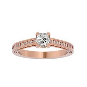 rx railed edge all side channel-set diamond solitaire engagement ring with 18k rose gold metal and round shape diamond