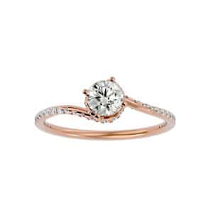 josephine petite helix pave-set diamond solitaire engagement ring with 18k rose gold metal and round shape diamond