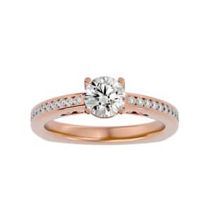 skygem & co. round cut carved 3/4 way channel-set diamond solitaire engagement ring with 18k rose gold metal and round shape diamond