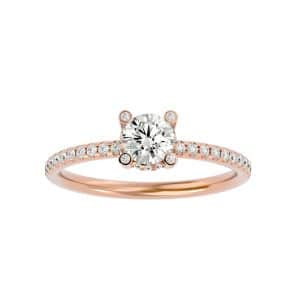 lucy petite hidden halo pave-set diamond solitaire engagement ring with 18k rose gold metal and round shape diamond