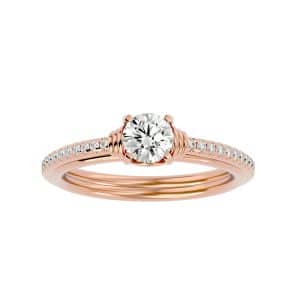 josephine interlocked round diamond pave-set solitaire engagement ring with 18k rose gold metal and round shape diamond