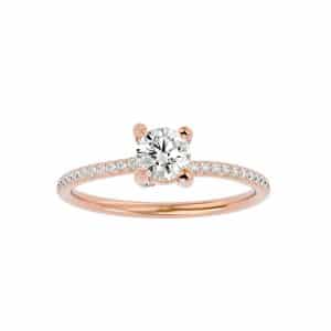 josephine petite crossed claws micropave-set engagement ring with 18k rose gold metal and round shape diamond