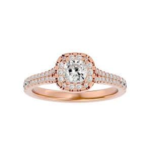 cushion classic halo cathedral split band diamond engagement ring with 18k rose gold metal and cushion shape diamond