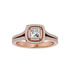 princess cut double halo split shank hidden micropave-set diamond engagement ring with 18k rose gold metal and princess shape diamond