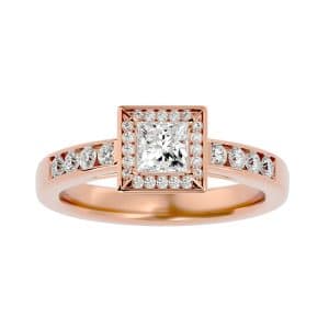 josephine classic princess cut square halo diamond engagement ring with 18k rose gold metal and princess shape diamond