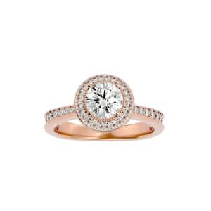 josephine classic vintage round halo diamond engagement ring with 18k rose gold metal and round shape diamond