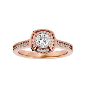 cushion cut classic crossed claws milgrain pinpointed-set diamond engagement ring with 18k rose gold metal and cushion shape diamond