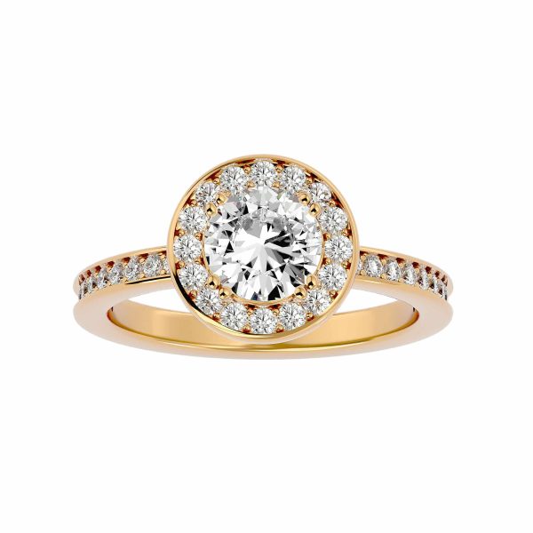 Round Cut Double Claws Tall Edge Pinpointed-Set Diamond Engagement Ring