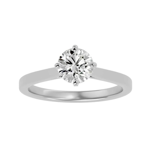 Round Cut Petite Cathedral Square Solitaire Engagement Ring