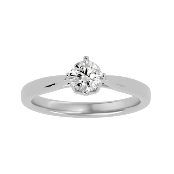 Round Cut 4 Claws Nest Tapered Plain Band Solitaire Engagement Ring