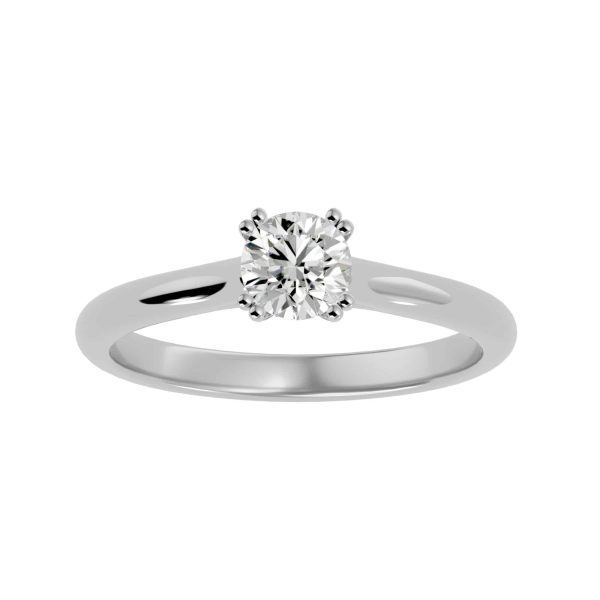 Round Cut Double Claws 1/2 Round Plain Band Solitaire Engagement Ring