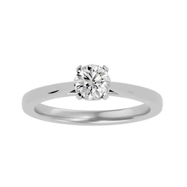 Josephine Round Cut Hoop Cathedral Tapered Plain Band Solitaire Engagement Ring