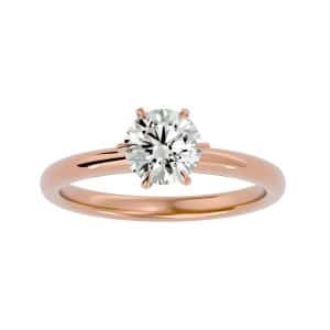 round cut high dome curl claws solitaire engagement ring with 18k rose gold metal and round shape diamond