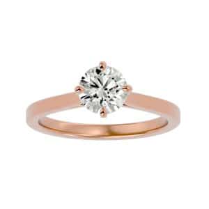 round cut petite cathedral square solitaire engagement ring with 18k rose gold metal and round shape diamond
