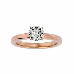 round cut curl claws comfort fit solitaire engagement ring with 18k rose gold metal and round shape diamond