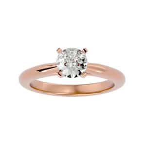 round cut classic 4 claws bridged plain band solitaire engagement ring with 18k rose gold metal and round shape diamond