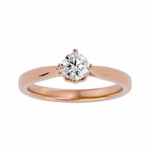 round cut 4 claws nest tapered plain band solitaire engagement ring with 18k rose gold metal and round shape diamond
