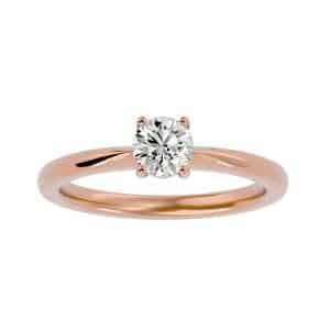 josephine simple flower basket tapered band solitaire engagement ring with 18k rose gold metal and round shape diamond