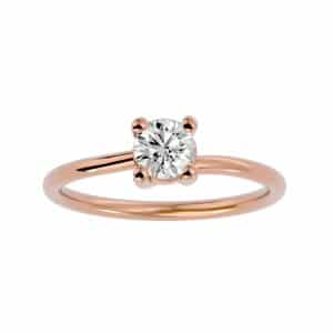 round cut petite crossed wire plain band solitaire engagement ring with 18k rose gold metal and round shape diamond
