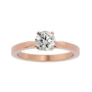 josephine tulips staging tapered solitaire engagement ring with 18k rose gold metal and round shape diamond