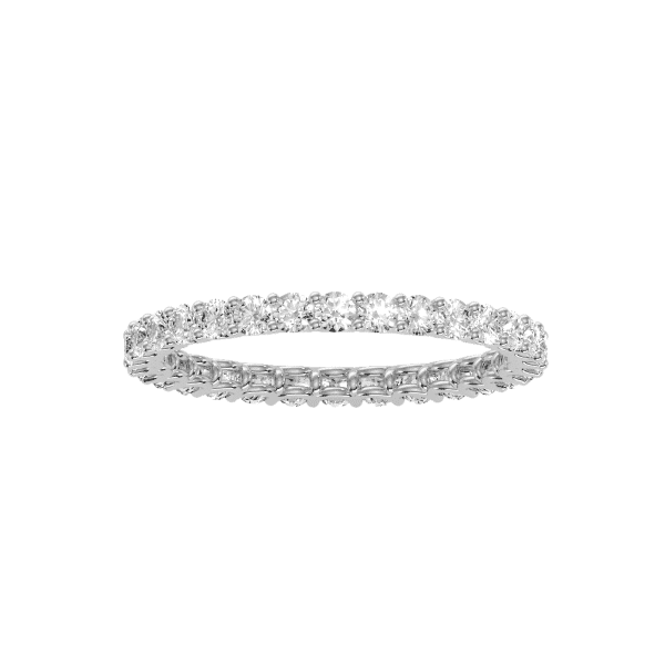 Round Cut Diamond Scallop-Set Women's Eternity Wedding Ring