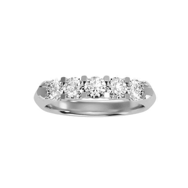 Round Cut Scallop-Set Diamond Wedding Ring