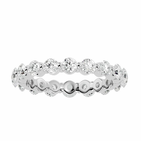 SkyGem & Co. Round Cut Web Bar-Set Women's Eternity Diamond Wedding Ring
