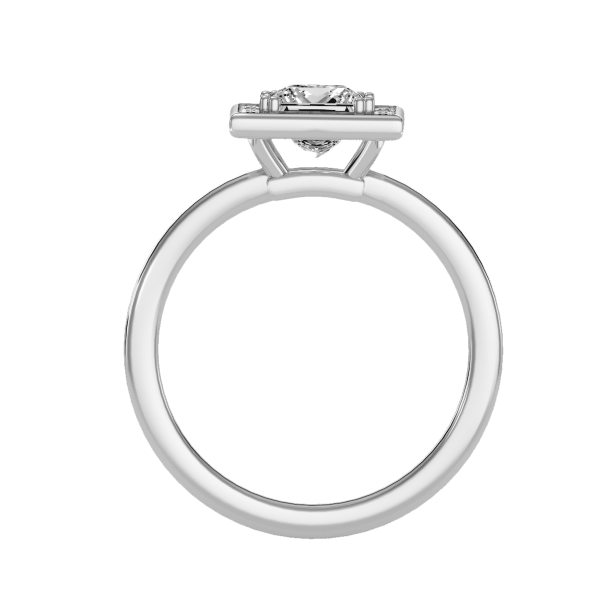 Princess Cut Square Halo Plain Engagement Ring
