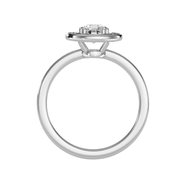 Round Cut Bezel Halo Plain Engagement Ring
