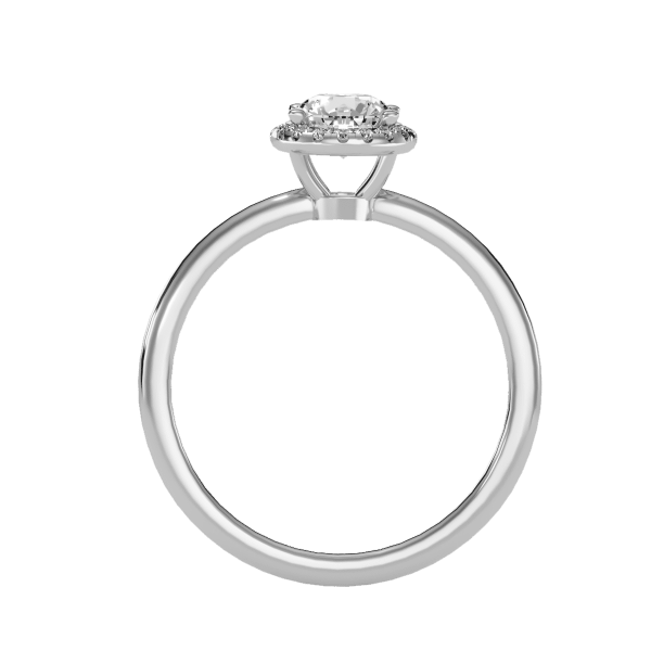 Round Cut Petite Pave Halo Plain Engagement Ring