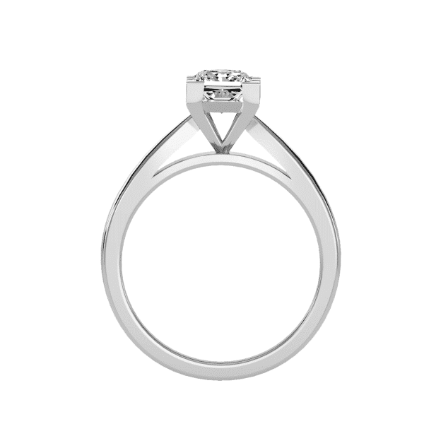 Princess Cut 4 Claws Solitaire Plain Tapered Engagement Ring
