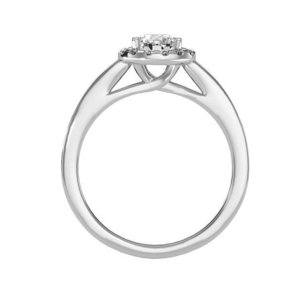 Round Cut Halo Plain Flat Engagement Ring