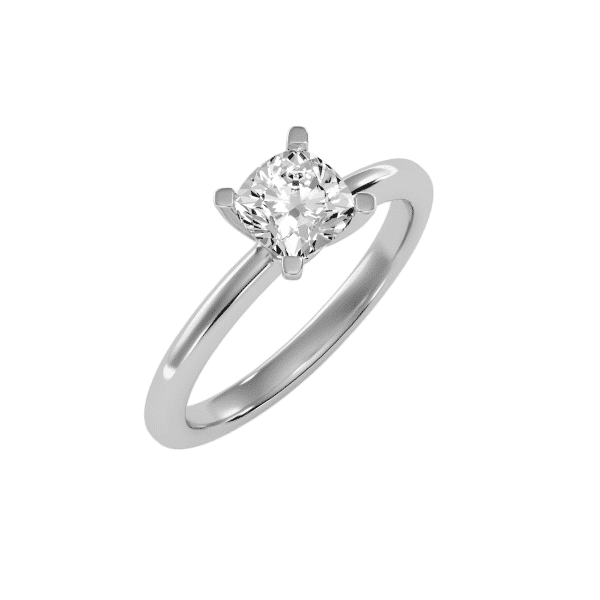 Round Cut High Dome 4 Claws Plain Solitaire Engagement Ring