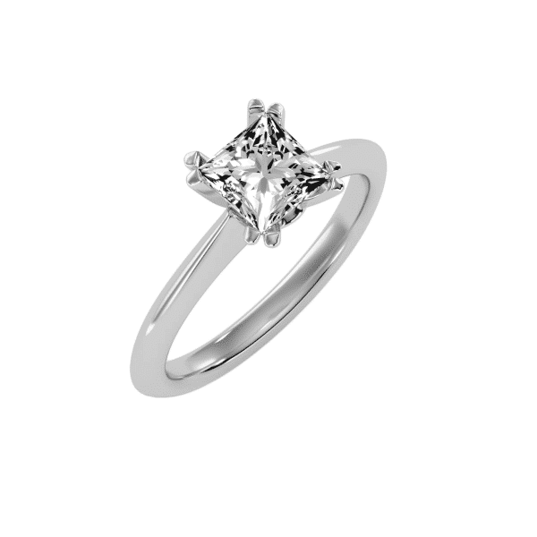 Princess Cut Hidden Knife Edge Double Claws Solitaire Engagement Ring