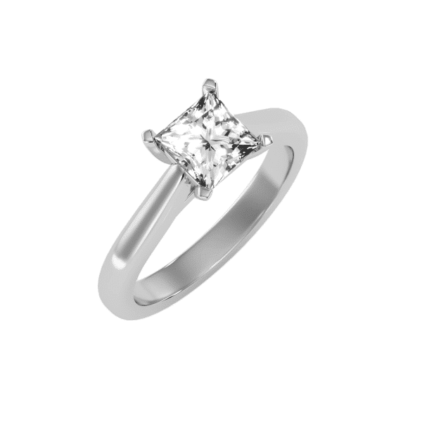 Princess Cut Hidden Solitaire Tapered Engagement Ring