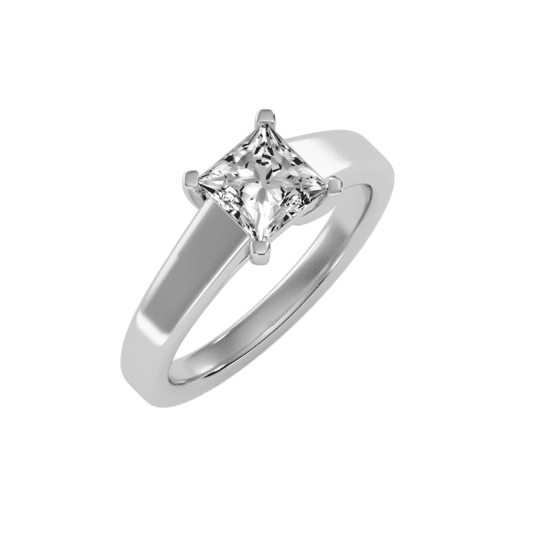 Princess Cut Flare Flat Solitaire Engagement Ring